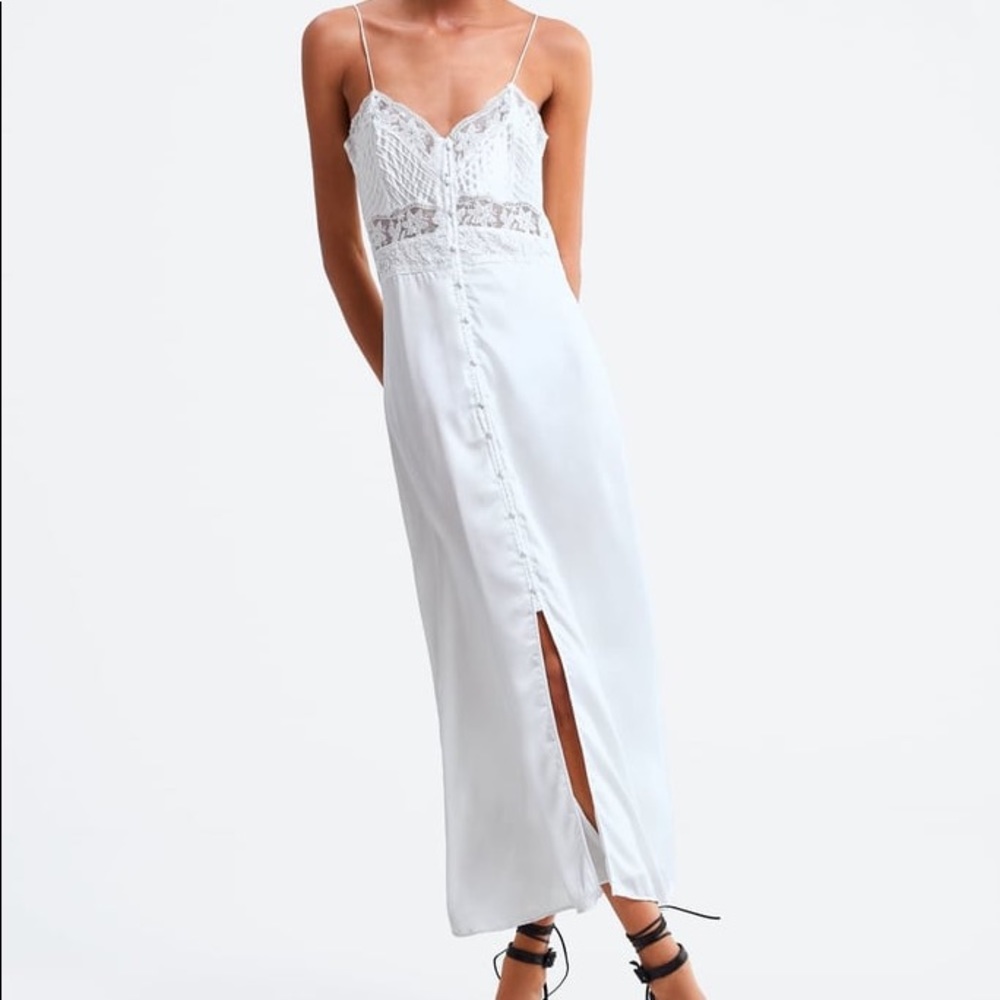 Zara White Silky Dress